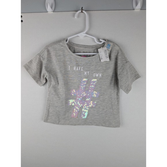 The Children's Place Other - The Childrens Place Girls Gray Hashtag Sequin Crop Tee XS‎ TP 4